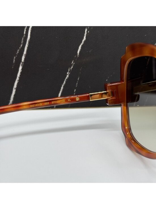 Gucci GG1431S 002 Havana Green Women Oversized Sunglasses Authentic NEW main image 4